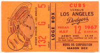 1967 Chicago Cubs vs. LA Dodgers Original Dodger Stadium Ticket at PristineAuction.com