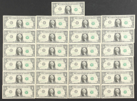 Lot of (25) United States $1 One Dollar Bills at PristineAuction.com