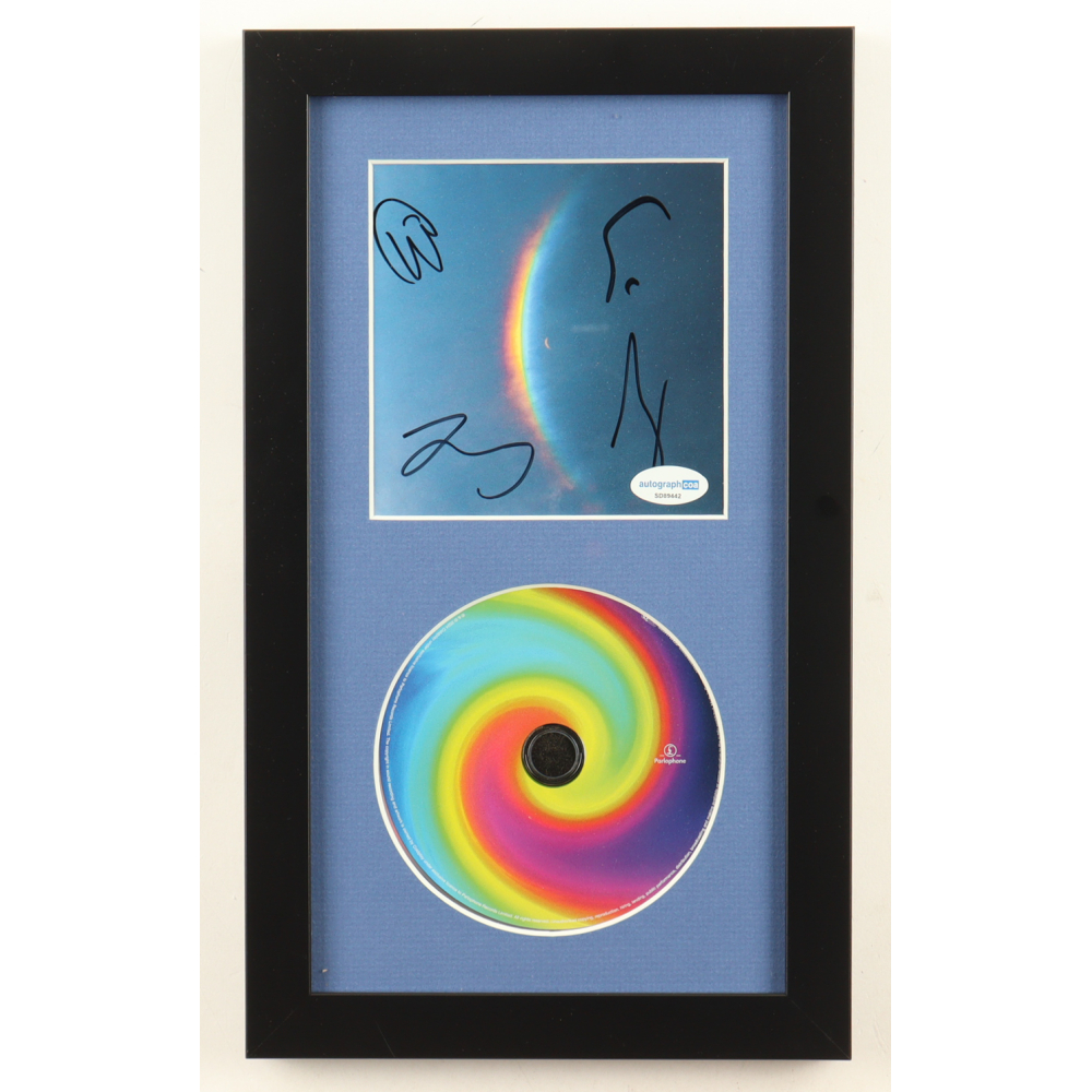 "Moon Music" Custom Framed CD Insert Display Band-Signed By (4) with Chris Martin, Guy Berryman, Jonny Buckland, & Will Champion (ACOA) at PristineAuction.com