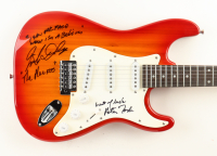 Peter Tork & Micky Dolenz Signed Full-Size Electric Guitar Inscribed "I Saw Her Face, Now I'm A Believer" & "Best Of Luck" (ACOA) at PristineAuction.com