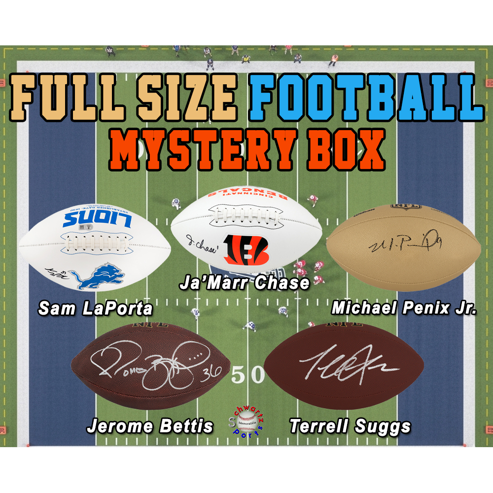 Full Size Football Signed Mystery Box - Series 43 (Limited to 150) – Schwartz Sports at PristineAuction.com Full Size Football Signed Mystery Box - Series 43 (Limited to 150) – Schwartz Sports at PristineAuction.com