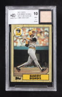 Barry Bonds 1987 Topps #320 RC with 2001 73 HR Season Game-Used Bat Piece (BCCG 10) at PristineAuction.com