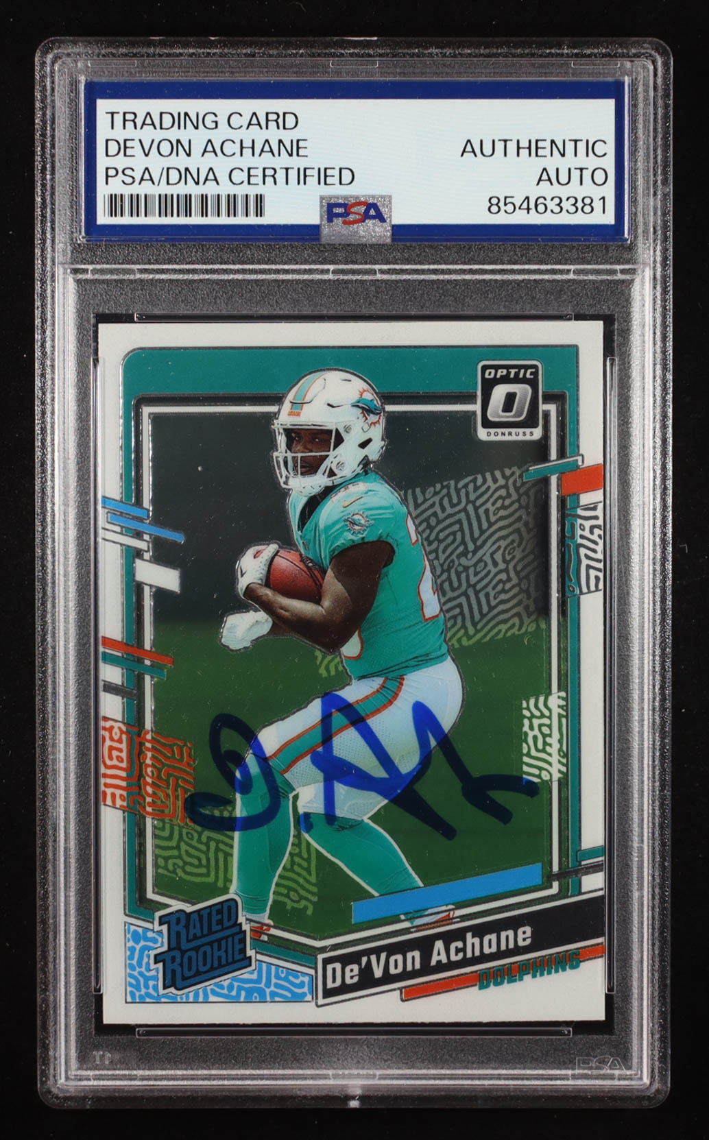 De'Von Achane 2023 Donruss Optic RR #269 RC (PSA) at PristineAuction.com De'Von Achane 2023 Donruss Optic RR #269 RC (PSA) at PristineAuction.com