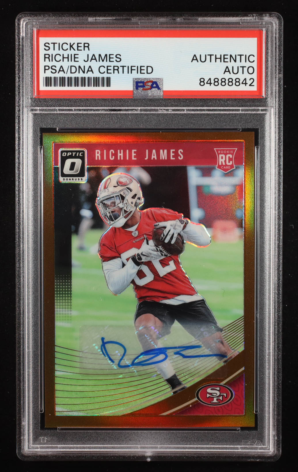 Richie James Signed Sticker on 2018 Donruss Optic Bronze #117 (PSA) at PristineAuction.com Richie James Signed Sticker on 2018 Donruss Optic Bronze #117 (PSA) at PristineAuction.com