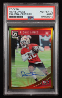 Richie James Signed Sticker on 2018 Donruss Optic Bronze #117 (PSA) at PristineAuction.com