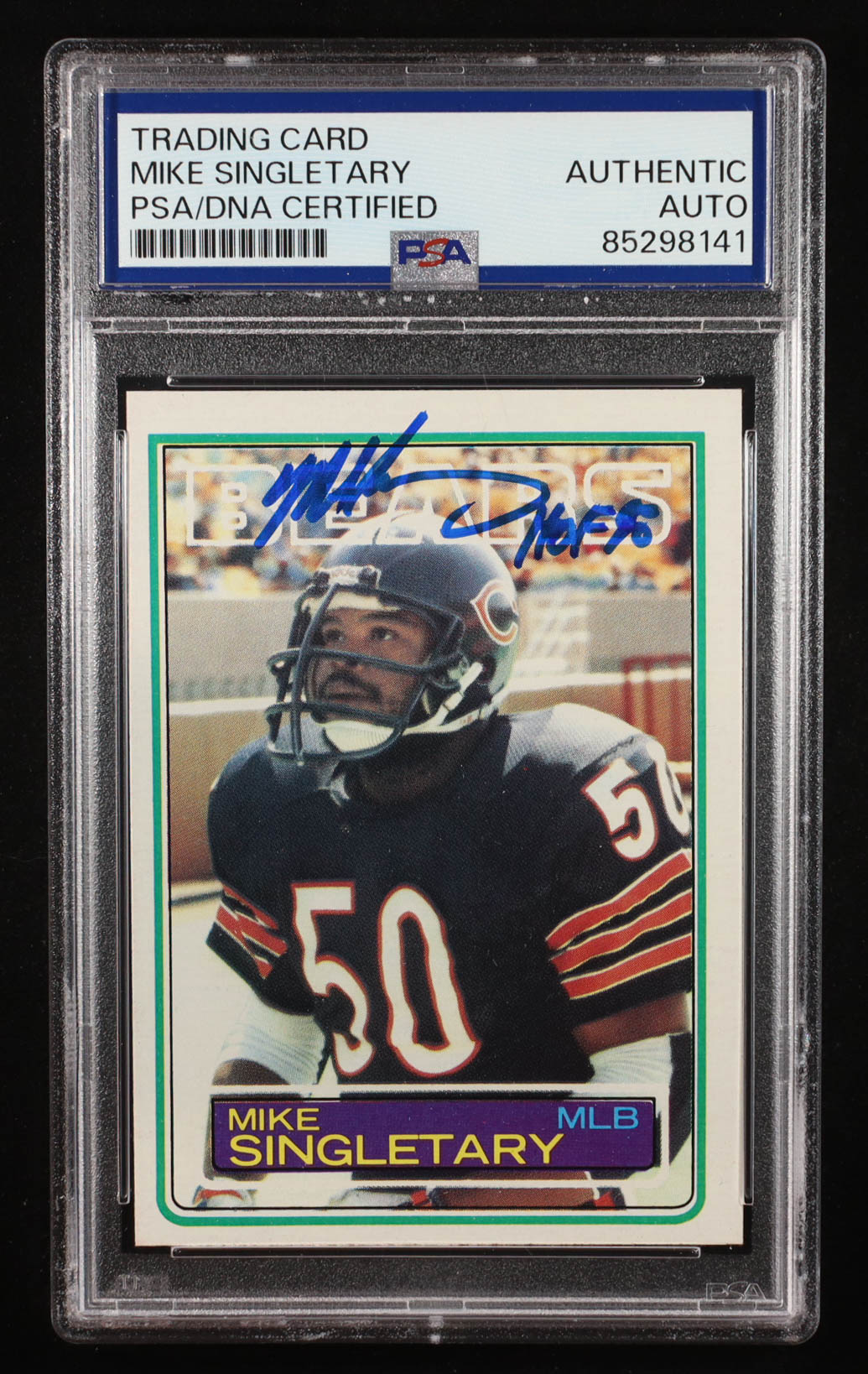 Mike Singletary Signed 1983 Topps #38 Inscribed "HOF 98" (PSA) at PristineAuction.com Mike Singletary Signed 1983 Topps #38 Inscribed "HOF 98" (PSA) at PristineAuction.com