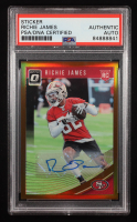 Richie James Signed Sticker on 2018 Donruss Optic Bronze #117 (PSA) at PristineAuction.com