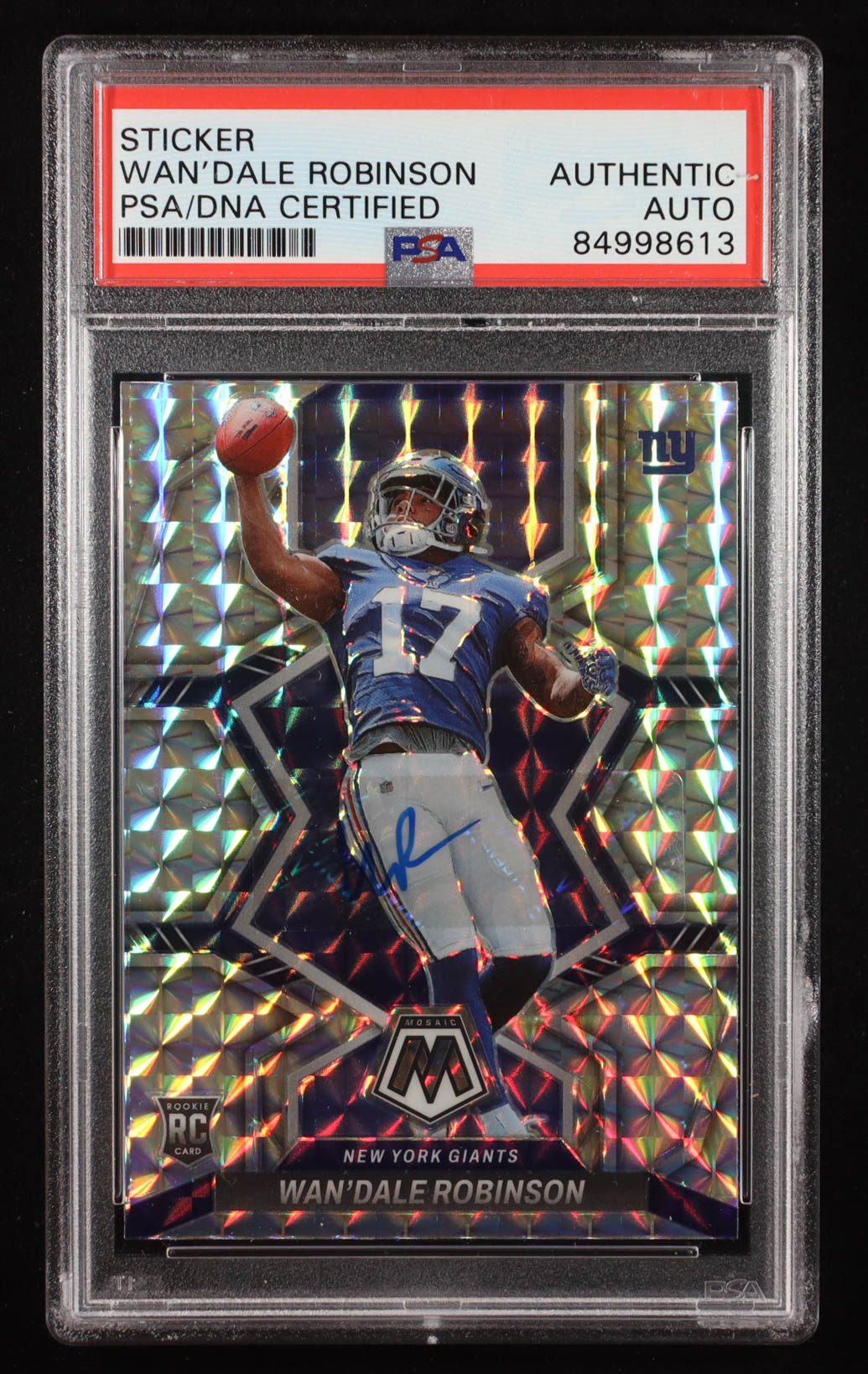 Wan'Dale Robinson Signed Sticker on 2022 Panini Mosaic Mosaic #330 RC (PSA) at PristineAuction.com Wan'Dale Robinson Signed Sticker on 2022 Panini Mosaic Mosaic #330 RC (PSA) at PristineAuction.com