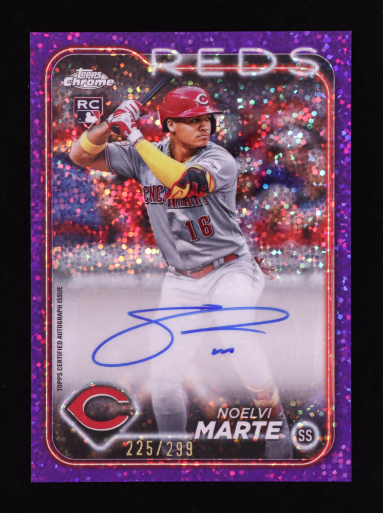 Noelvi Marte 2024 Topps Chrome Update Autographs Purple Speckle Refractors #ACNM RC #225/299