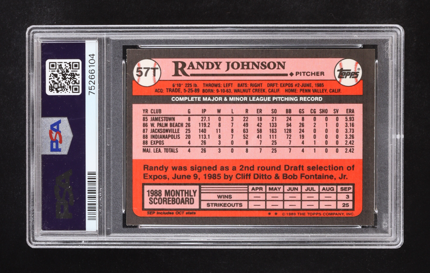 Randy Johnson 1989 Topps Traded #57T RC (PSA 7) at PristineAuction.com Randy Johnson 1989 Topps Traded #57T RC (PSA 7) at PristineAuction.com