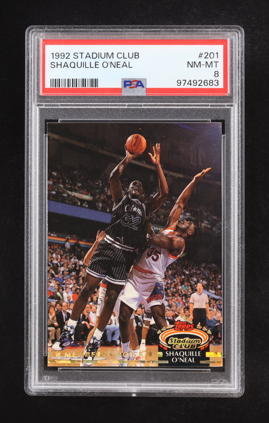 Shaquille O'Neal 1992 Stadium Club #201 RC (PSA 8) at PristineAuction.com Shaquille O'Neal 1992 Stadium Club #201 RC (PSA 8) at PristineAuction.com