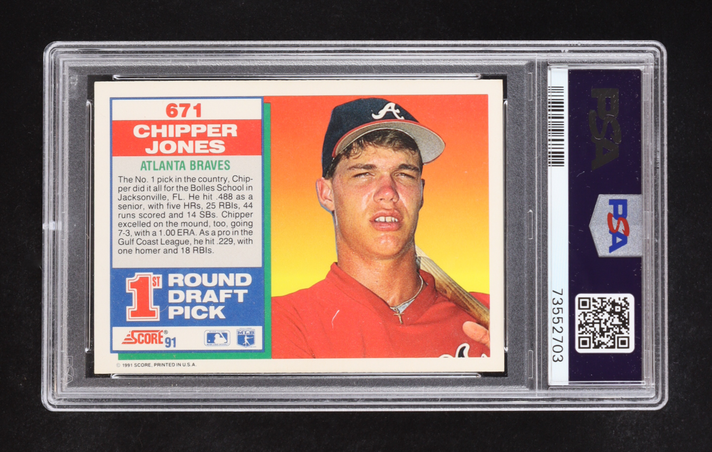 Chipper Jones 1991 Score #671 RC (PSA 9) at PristineAuction.com Chipper Jones 1991 Score #671 RC (PSA 9) at PristineAuction.com