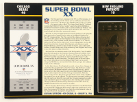 Super Bowl XX Commemorative Score Card with 23KT Gold Ticket Framed Display at PristineAuction.com