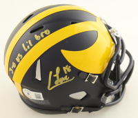 Colston Loveland Signed Michigan Wolverines Speed Mini Helmet Inscribed "3-0 Vs Lil Bro" (Beckett) at PristineAuction.com