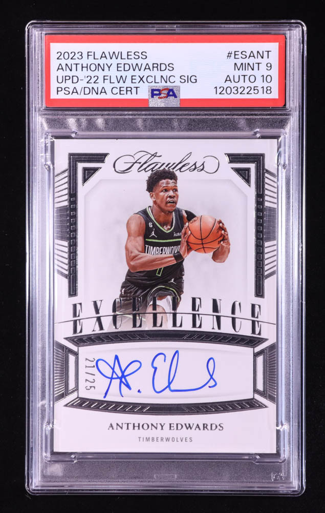 Anthony Edwards 2022-23 Panini Flawless Excellence Signatures #1 #21/24 (PSA 9 | Auto 10) at PristineAuction.com Anthony Edwards 2022-23 Panini Flawless Excellence Signatures #1 #21/24 (PSA 9 | Auto 10) at PristineAuction.com