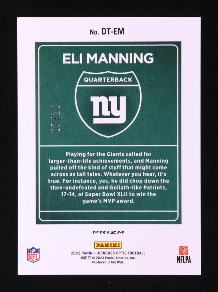 Eli Manning 2022 Donruss Optic Downtown Gold #11 #7/10 at PristineAuction.com Eli Manning 2022 Donruss Optic Downtown Gold #11 #7/10 at PristineAuction.com