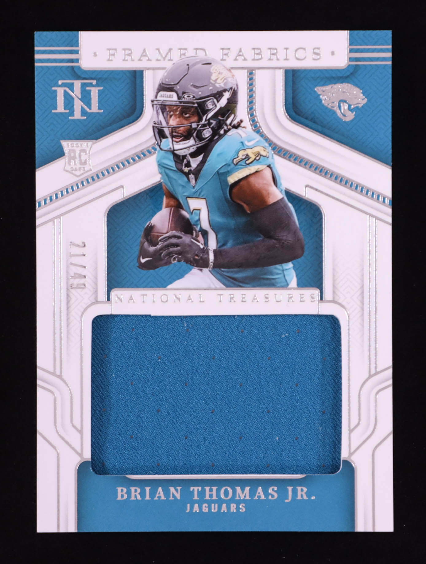 Brian Thomas Jr. 2024 Panini National Treasures Framed Fabric #37 #21/49 RC at PristineAuction.com Brian Thomas Jr. 2024 Panini National Treasures Framed Fabric #37 #21/49 RC at PristineAuction.com