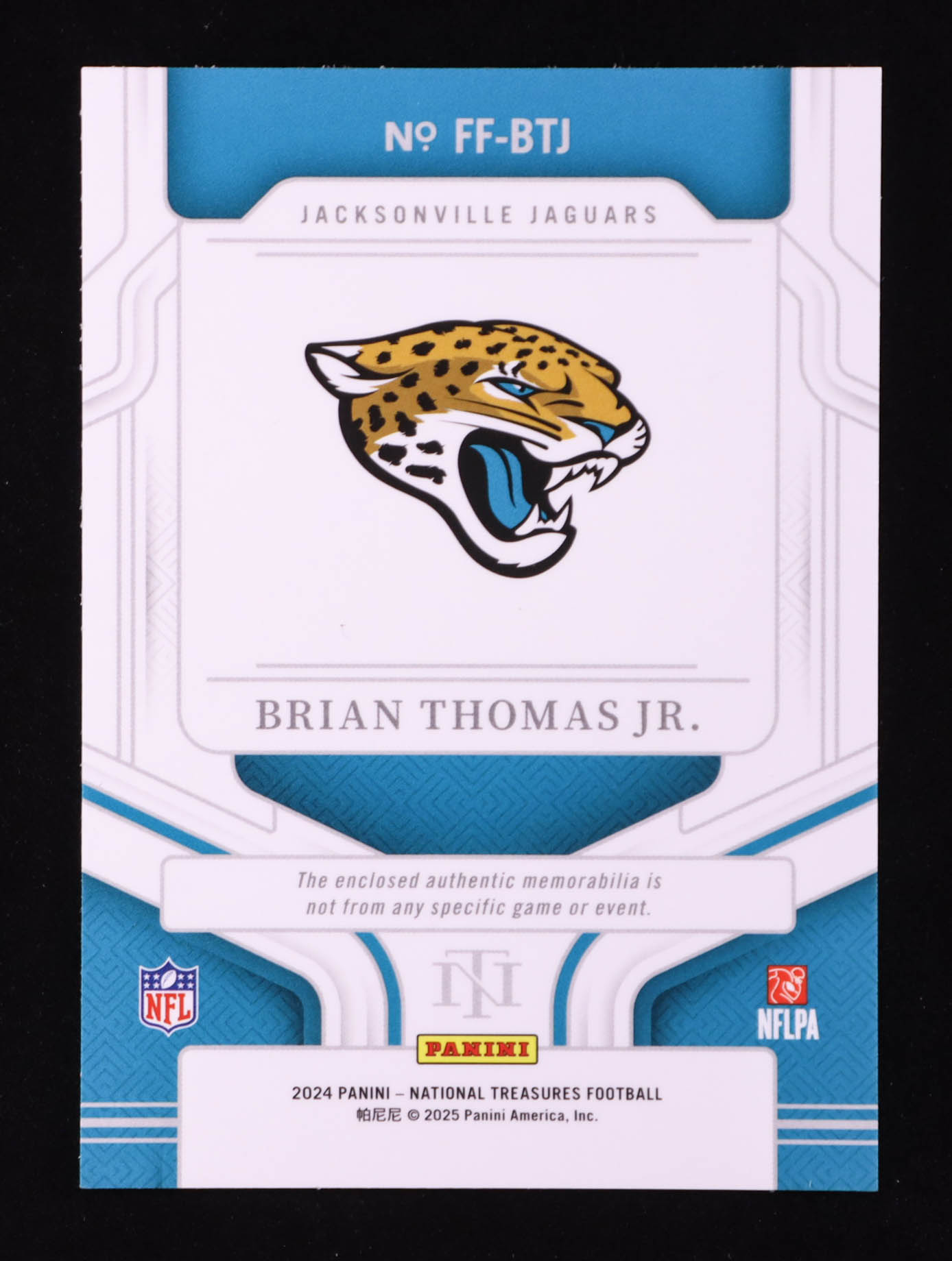 Brian Thomas Jr. 2024 Panini National Treasures Framed Fabric #37 #21/49 RC at PristineAuction.com Brian Thomas Jr. 2024 Panini National Treasures Framed Fabric #37 #21/49 RC at PristineAuction.com