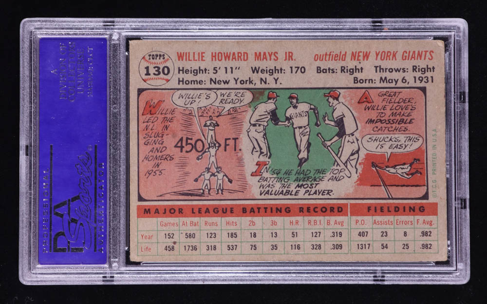 Willie Mays 1956 Topps #130 (PSA 4) at PristineAuction.com Willie Mays 1956 Topps #130 (PSA 4) at PristineAuction.com