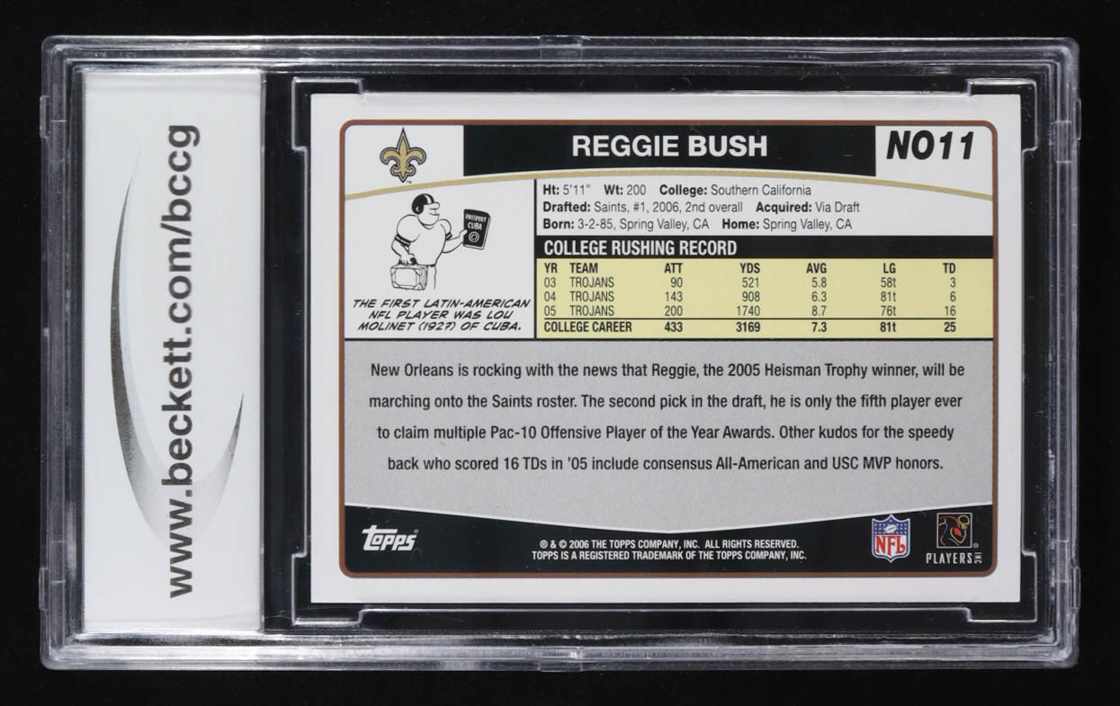 Reggie Bush 2006 Topps Team Sets New Orleans Saints #NO11 RC (BCCG 10) at PristineAuction.com Reggie Bush 2006 Topps Team Sets New Orleans Saints #NO11 RC (BCCG 10) at PristineAuction.com