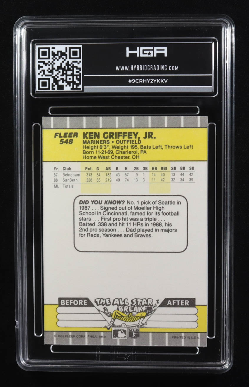 Ken Griffey Jr. 1989 Fleer #548 RC (HGA 8) at PristineAuction.com Ken Griffey Jr. 1989 Fleer #548 RC (HGA 8) at PristineAuction.com