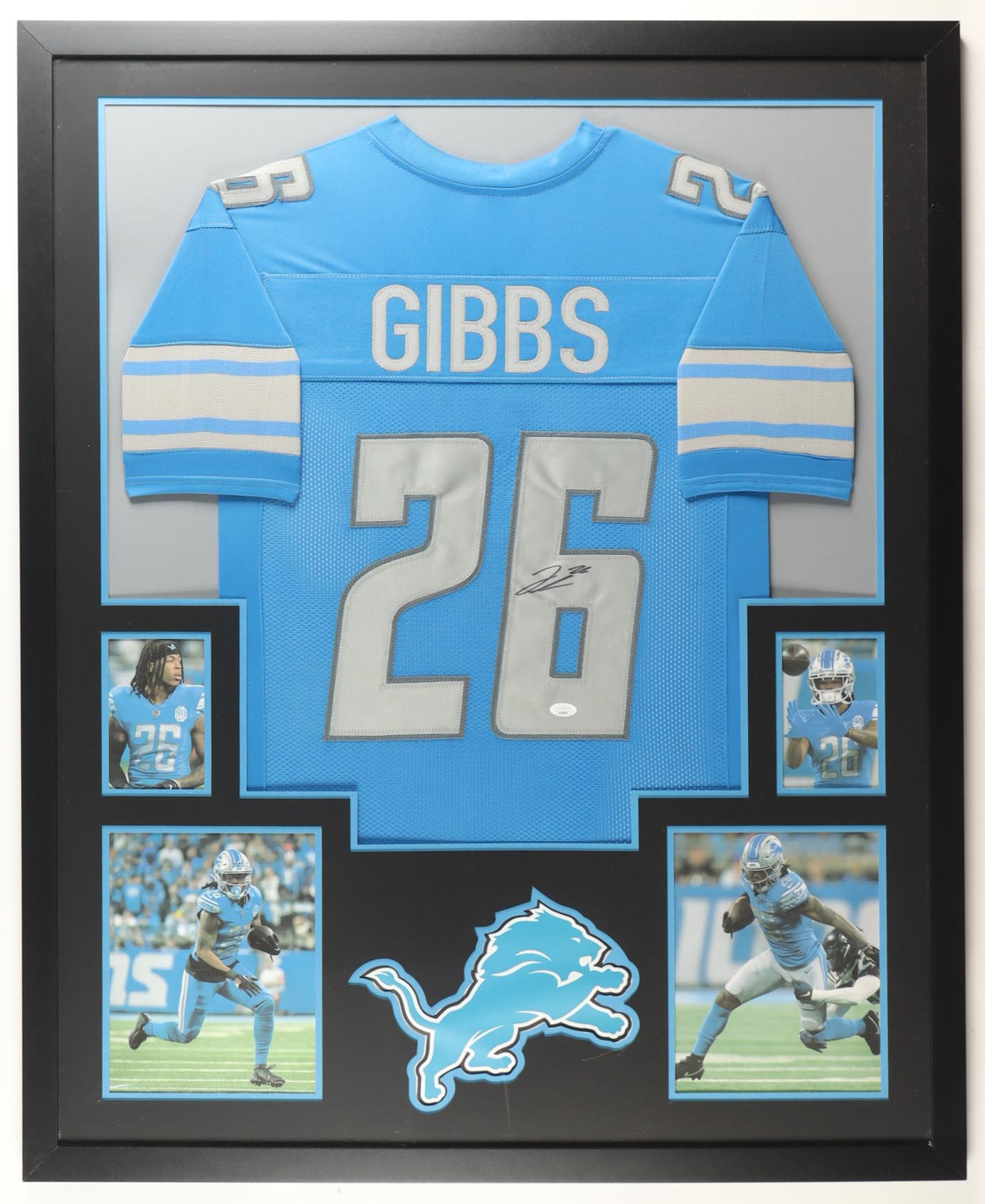 Jahmir Gibbs Signed Custom Framed Jersey Display (JSA) at PristineAuction.com Jahmir Gibbs Signed Custom Framed Jersey Display (JSA) at PristineAuction.com