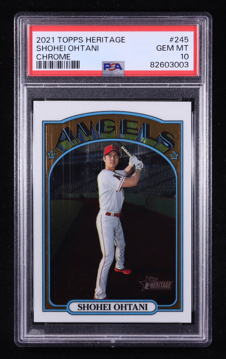 Shohei Ohtani 2021 Topps Heritage Chrome #245 #026/999 (PSA 10) at PristineAuction.com Shohei Ohtani 2021 Topps Heritage Chrome #245 #026/999 (PSA 10) at PristineAuction.com
