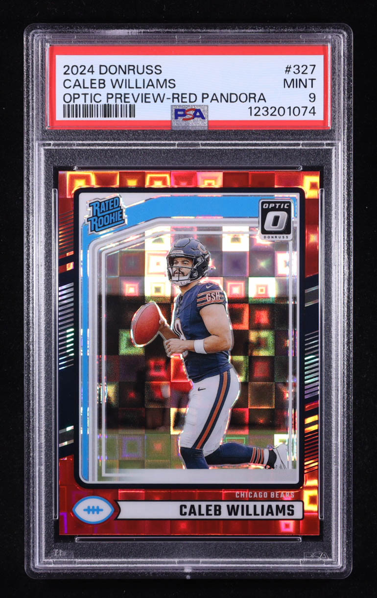 Caleb Williams 2024 Donruss Optic Rated Rookies Preview Red Pandora #327 RC (PSA 9) at PristineAuction.com Caleb Williams 2024 Donruss Optic Rated Rookies Preview Red Pandora #327 RC (PSA 9) at PristineAuction.com