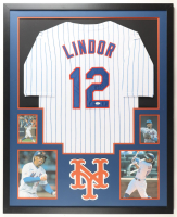 Fransisco Lindor Signed Custom Framed Jersey Display (JSA) at PristineAuction.com