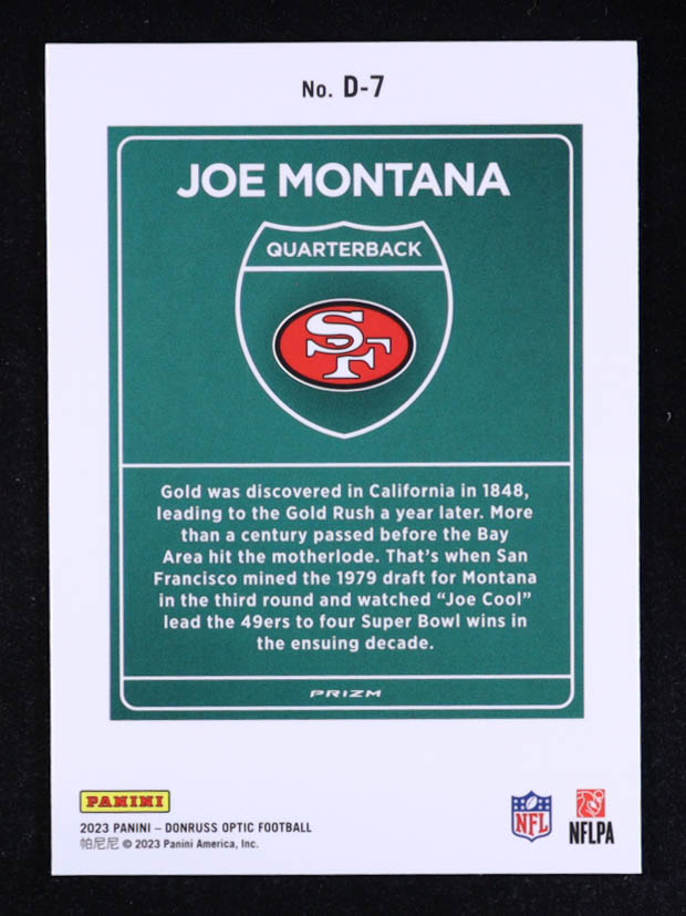 Joe Montana 2023 Donruss Optic Downtown #7 at PristineAuction.com Joe Montana 2023 Donruss Optic Downtown #7 at PristineAuction.com