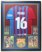 Pedri Signed Custom Framed Jersey Display (Beckett) at PristineAuction.com
