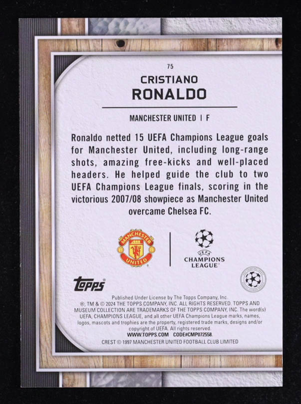 Cristiano Ronaldo 2023-24 Topps Museum Collection UEFA Champions League #75 at PristineAuction.com Cristiano Ronaldo 2023-24 Topps Museum Collection UEFA Champions League #75 at PristineAuction.com