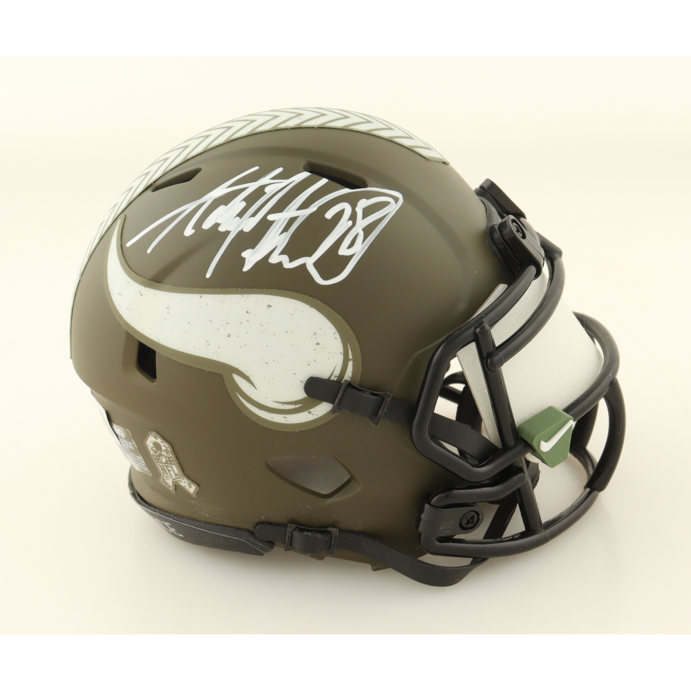 Adrian Peterson Signed Vikings Salute To Service Alternate Speed Mini Helmet With Custom Visor (Beckett & Prova) at PristineAuction.com
