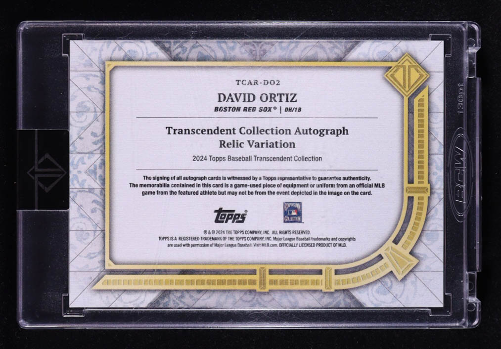 David Ortiz 2024 Topps Transcendent Transcendent Collection Autograph Relics #TCARDO2 #07/25 at PristineAuction.com David Ortiz 2024 Topps Transcendent Transcendent Collection Autograph Relics #TCARDO2 #07/25 at PristineAuction.com