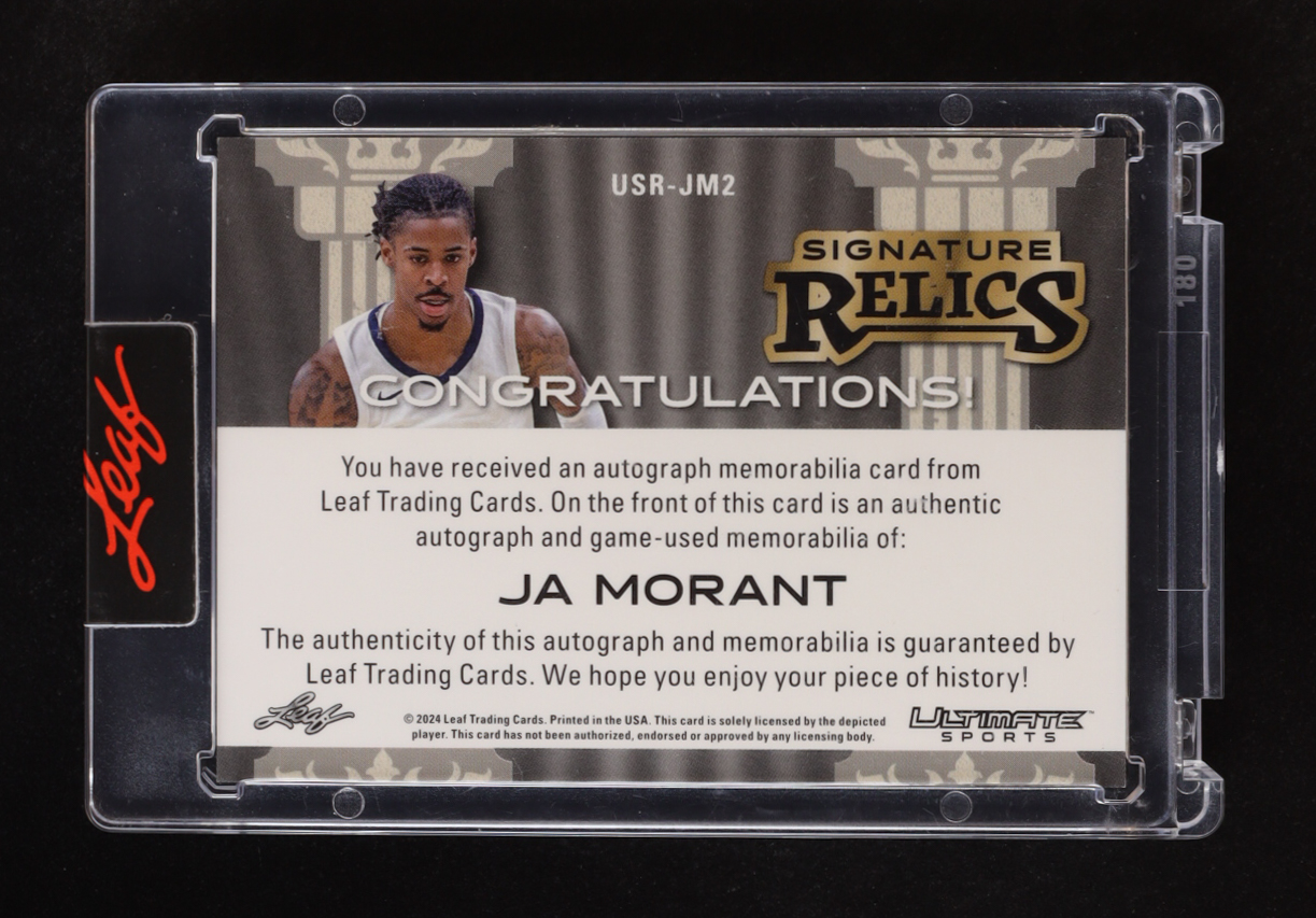 Ja Morant 2024 Leaf Ultimate Sports Signature Relics Bronze #USRJM2 #16/25 at PristineAuction.com Ja Morant 2024 Leaf Ultimate Sports Signature Relics Bronze #USRJM2 #16/25 at PristineAuction.com