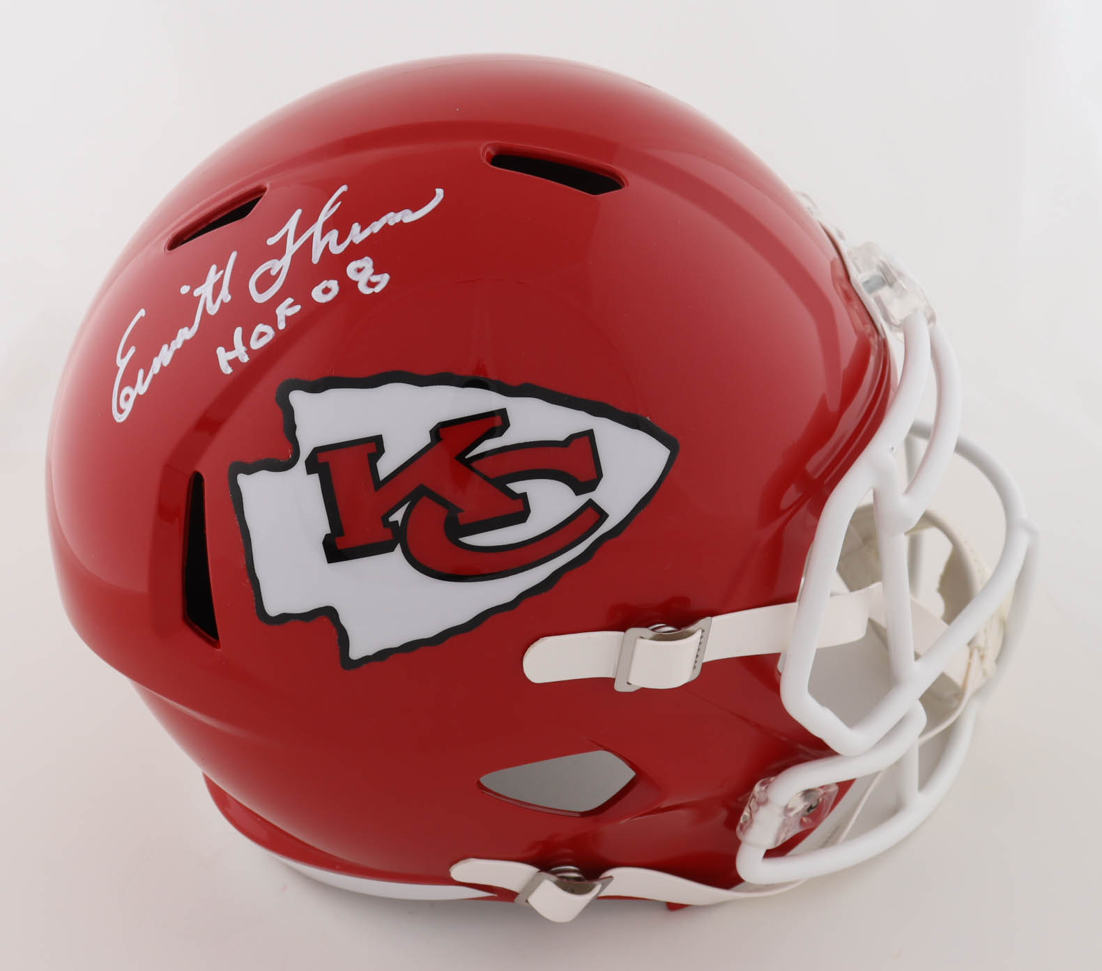 Emmitt Thomas Signed Chiefs Full-Size Speed Helmet Inscribed "HOF 08" (JSA) at PristineAuction.com Emmitt Thomas Signed Chiefs Full-Size Speed Helmet Inscribed "HOF 08" (JSA) at PristineAuction.com