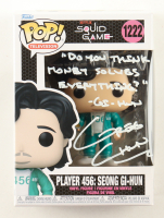 Greg Chun Signed "Squid Game" #1222 Player 456: Seong Gi-Hun Funko Pop! Vinyl Figure Inscribed "'Do You Think Money Solves Everything?' - Gi-Hun" (Beckett) at PristineAuction.com