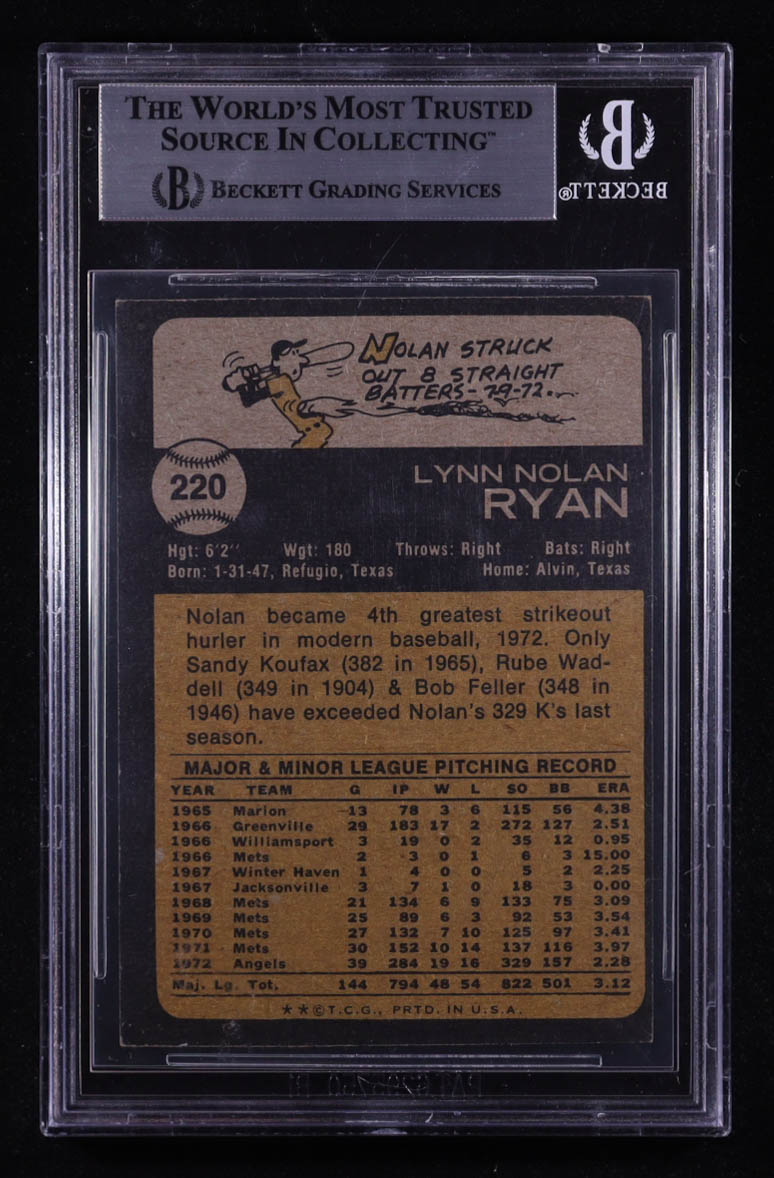 Nolan Ryan Signed 1973 Topps #220 (BGS Authentic) at PristineAuction.com Nolan Ryan Signed 1973 Topps #220 (BGS Authentic) at PristineAuction.com