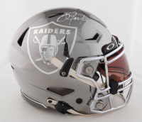 Brock Bowers & Bo Jakcson Signed Raiders Full-Size Authentic On-Field Chrome Speed-Flex Helmet With Oakley Visor Inscribed "Raider Nation" (Beckett) at PristineAuction.com