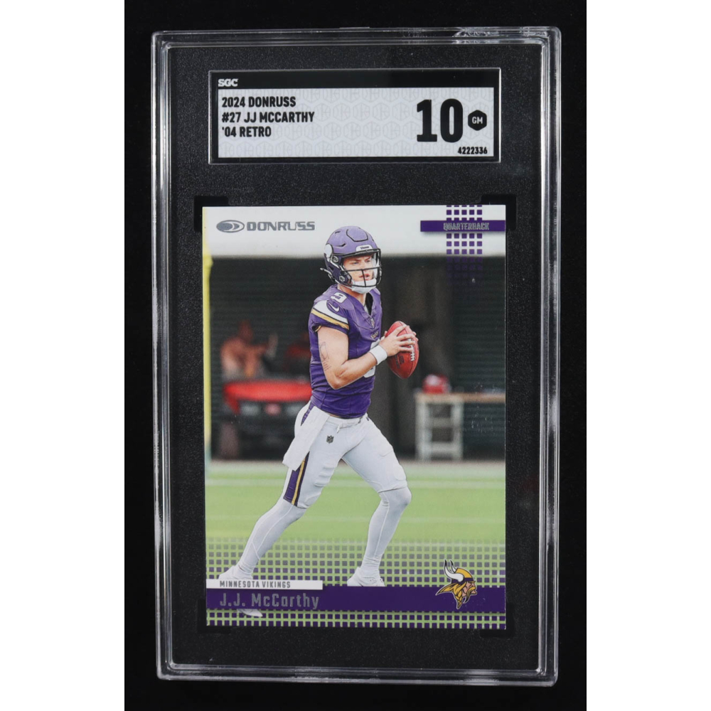 JJ McCarthy 2024 Panini Donruss 04' Retro #27 RC (SGC 10) at PristineAuction.com