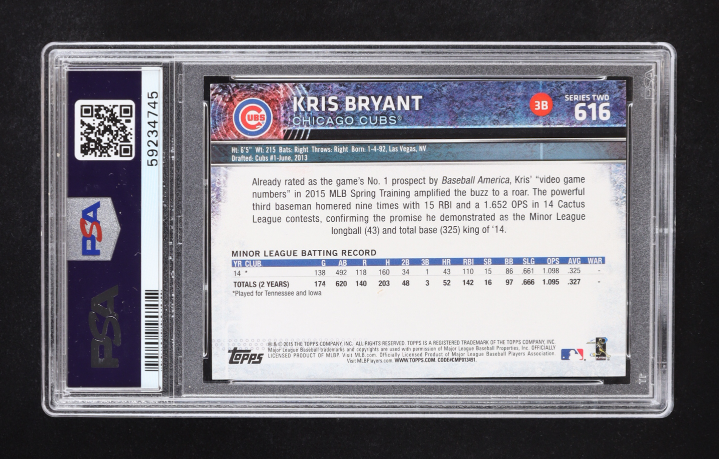 Kris Bryant 2015 Topps #616B RC (PSA 10) at PristineAuction.com Kris Bryant 2015 Topps #616B RC (PSA 10) at PristineAuction.com