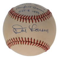 Don Larsen & Yogi Berra Dual-Signed OAL Baseball Inscribed "World Series Perfect Game Oct. 8 1956" (PSA) at PristineAuction.com