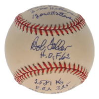 Bob Feller Signed OAL Baseball with Multiple Career Stat Inscriptions (PSA) at PristineAuction.com