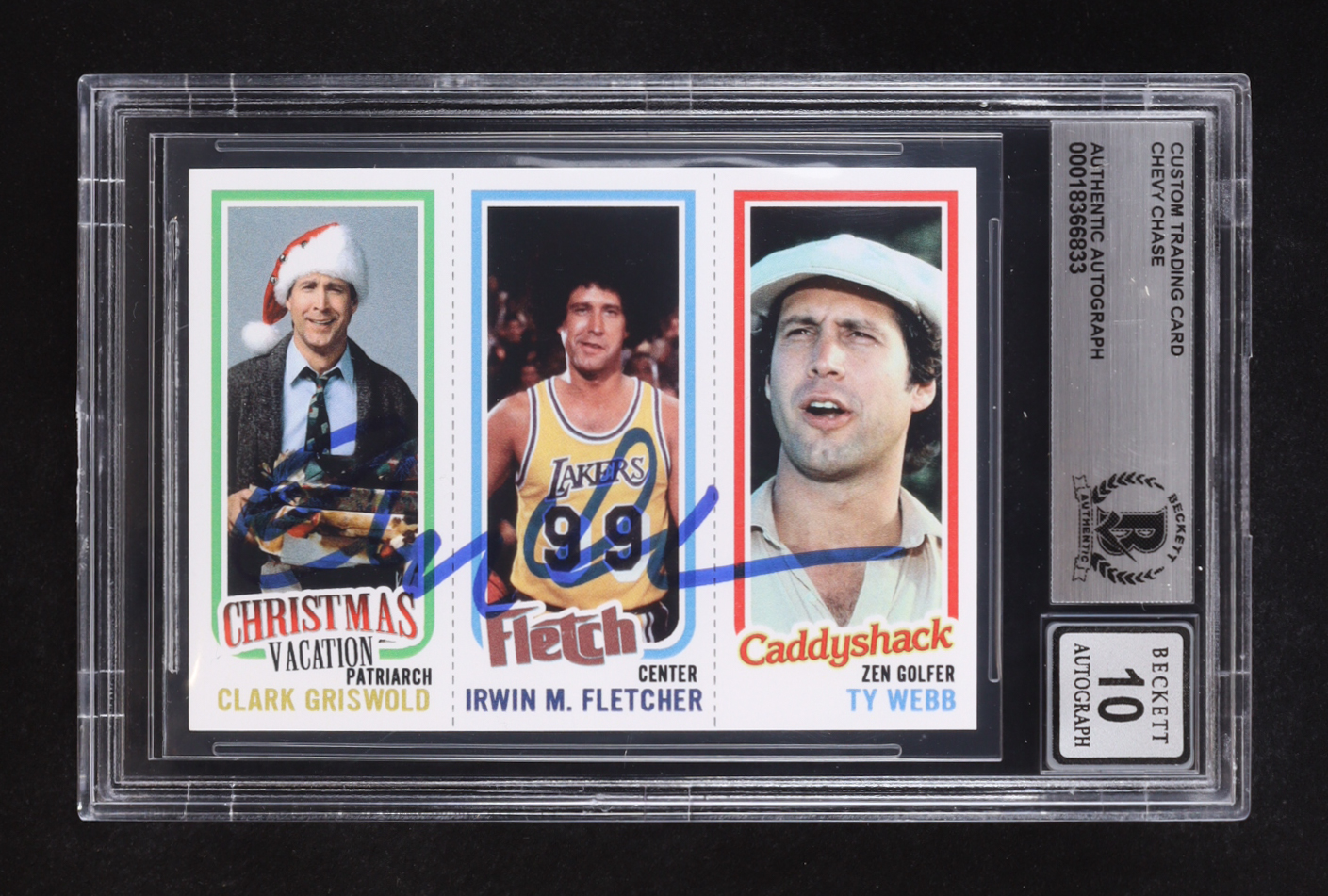 Chevy Chase Signed Caddyshack / Fletch / Christmas Vacation Custom Trading Card (BGS | Auto Grade BGS 10) at PristineAuction.com Chevy Chase Signed Caddyshack / Fletch / Christmas Vacation Custom Trading Card (BGS | Auto Grade BGS 10) at PristineAuction.com
