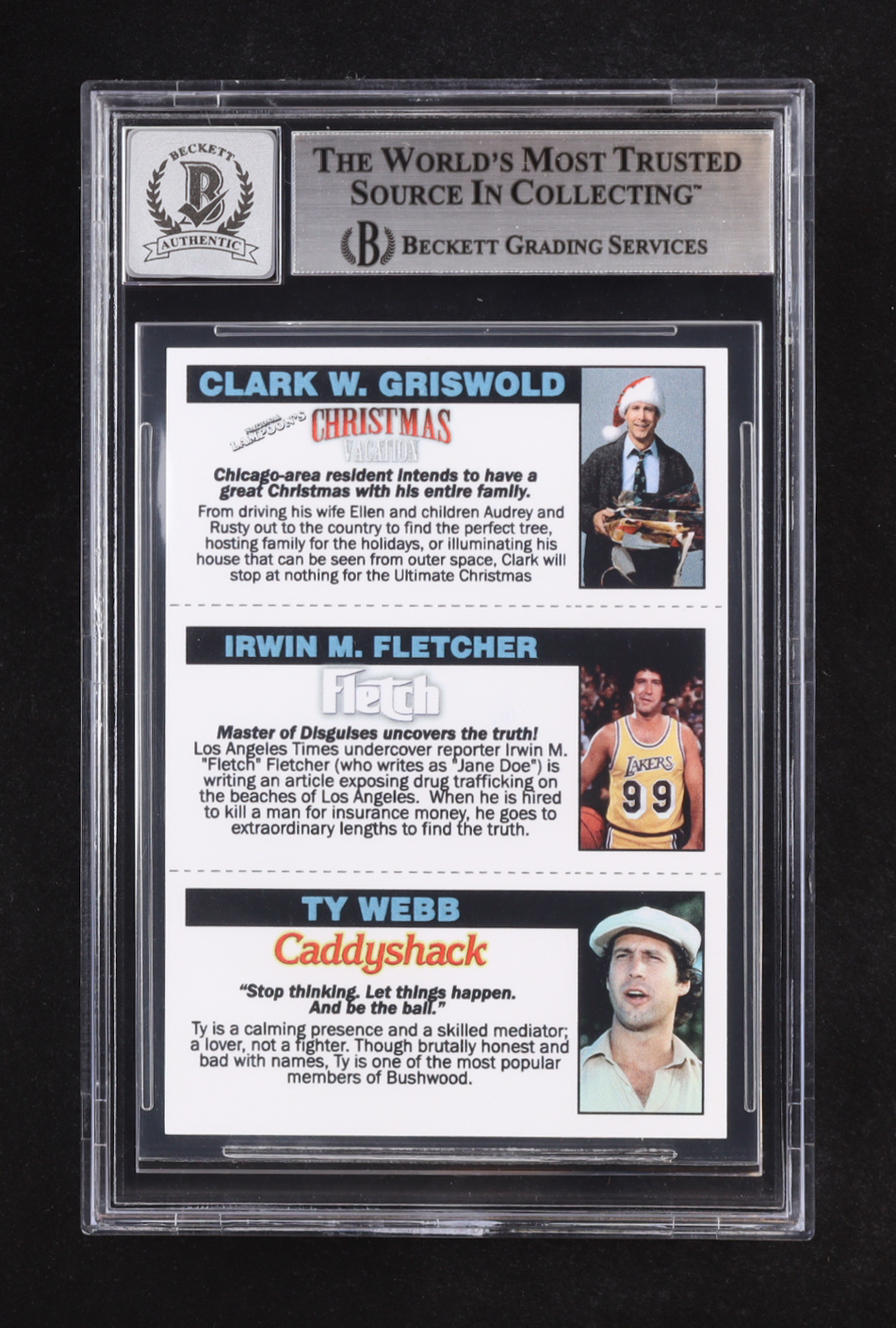 Chevy Chase Signed Caddyshack / Fletch / Christmas Vacation Custom Trading Card (BGS | Auto Grade BGS 10) at PristineAuction.com Chevy Chase Signed Caddyshack / Fletch / Christmas Vacation Custom Trading Card (BGS | Auto Grade BGS 10) at PristineAuction.com