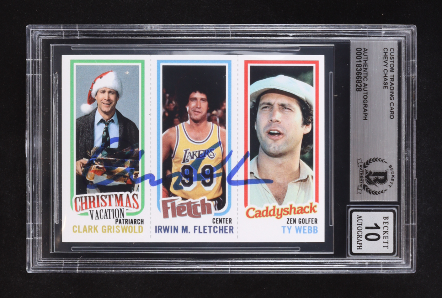 Chevy Chase Signed Caddyshack / Fletch / Christmas Vacation Custom Trading Card (BGS | Auto Grade BGS 10) at PristineAuction.com Chevy Chase Signed Caddyshack / Fletch / Christmas Vacation Custom Trading Card (BGS | Auto Grade BGS 10) at PristineAuction.com
