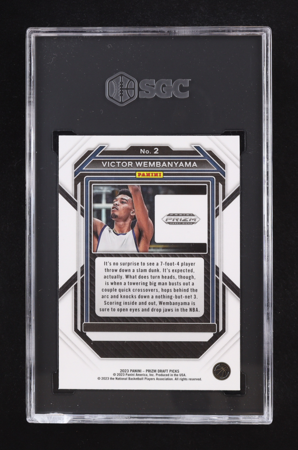 Victor Wembanyama 2023-24 Panini Prizm Draft Picks #2 RC (SGC 10) at PristineAuction.com Victor Wembanyama 2023-24 Panini Prizm Draft Picks #2 RC (SGC 10) at PristineAuction.com