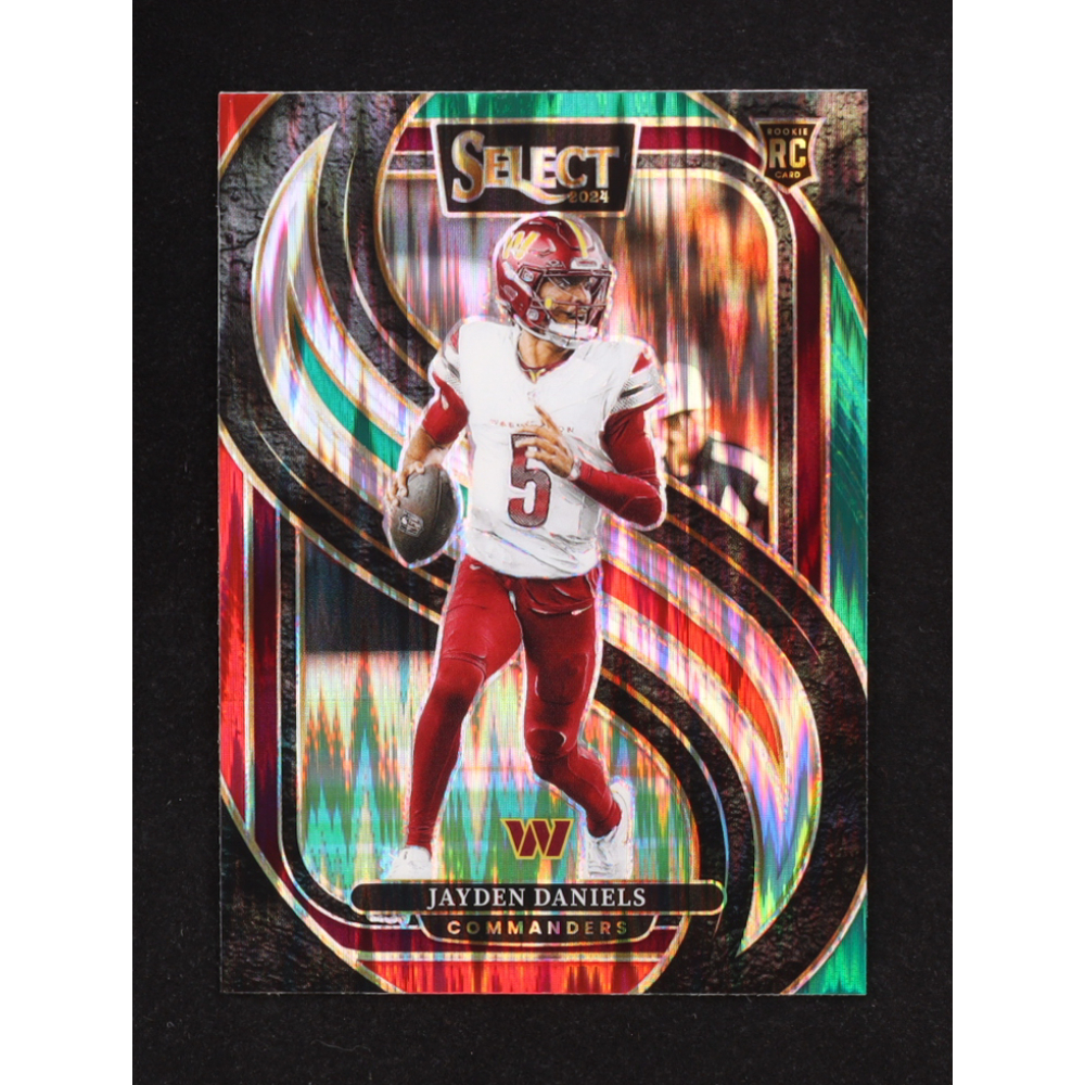 Jayden Daniels 2024 Select Prizm Green and Red Shock #112 RC at PristineAuction.com