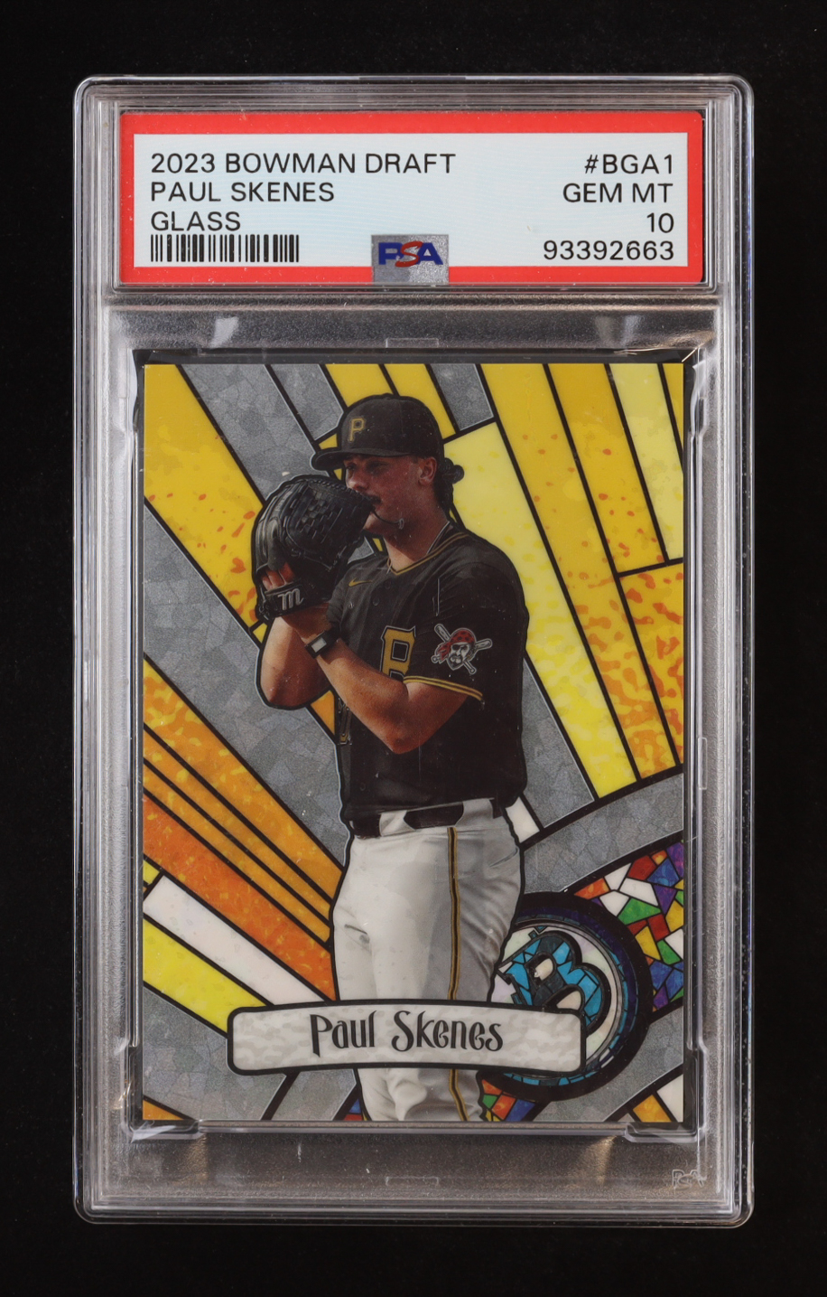 Paul Skenes 2023 Bowman Chrome Draft Glass #BG1 RC (PSA 10) at PristineAuction.com Paul Skenes 2023 Bowman Chrome Draft Glass #BG1 RC (PSA 10) at PristineAuction.com