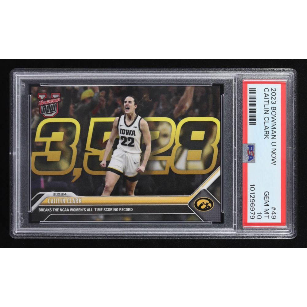 Caitlin Clark 2023-24 Bowman University Now #49 RC (PSA 10) at PristineAuction.com